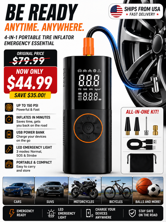 DriveAir Pro™ Portable Tire Inflator & Power Bank