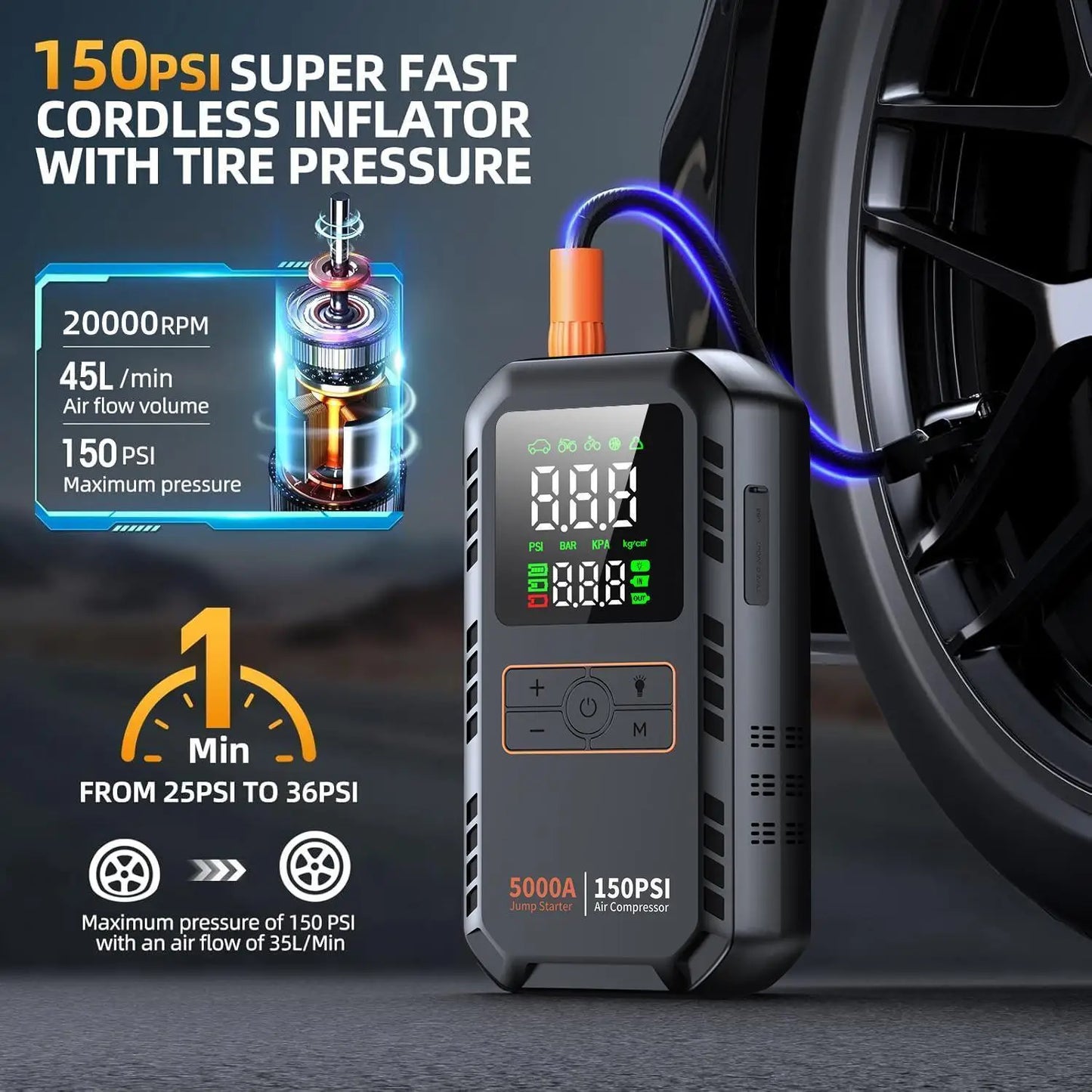 DriveStart™ 4-in-1 Emergency Jump Starter & Air Compressor