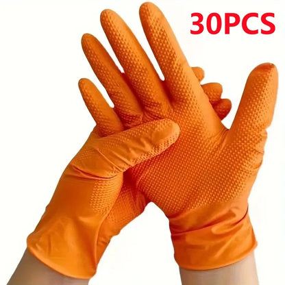 Heavy Duty Orange Nitrile Gloves (10-Pack)