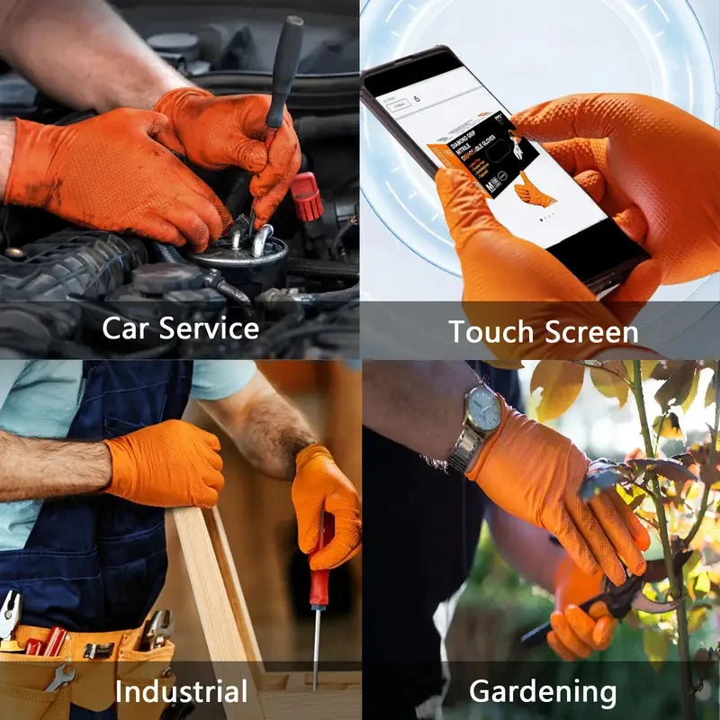 Heavy Duty Orange Nitrile Gloves (10-Pack)