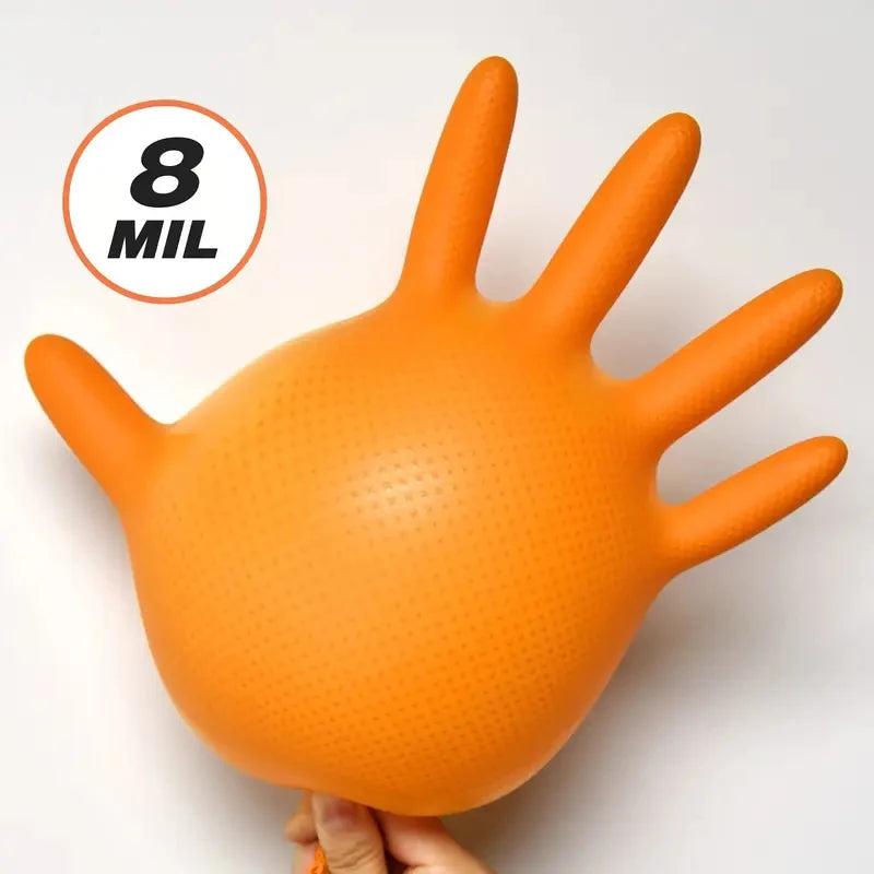 Heavy Duty Orange Nitrile Gloves (10-Pack)