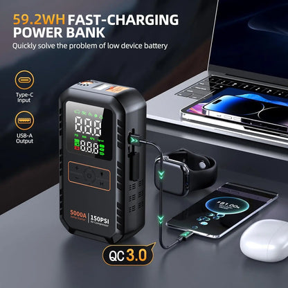 DriveStart™ 4-in-1 Emergency Jump Starter & Air Compressor