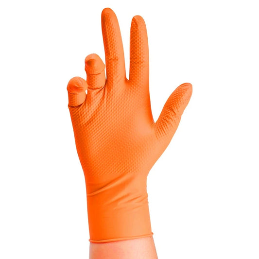 Heavy Duty Orange Nitrile Gloves (10-Pack)