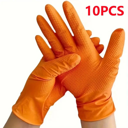 Heavy Duty Orange Nitrile Gloves (10-Pack)