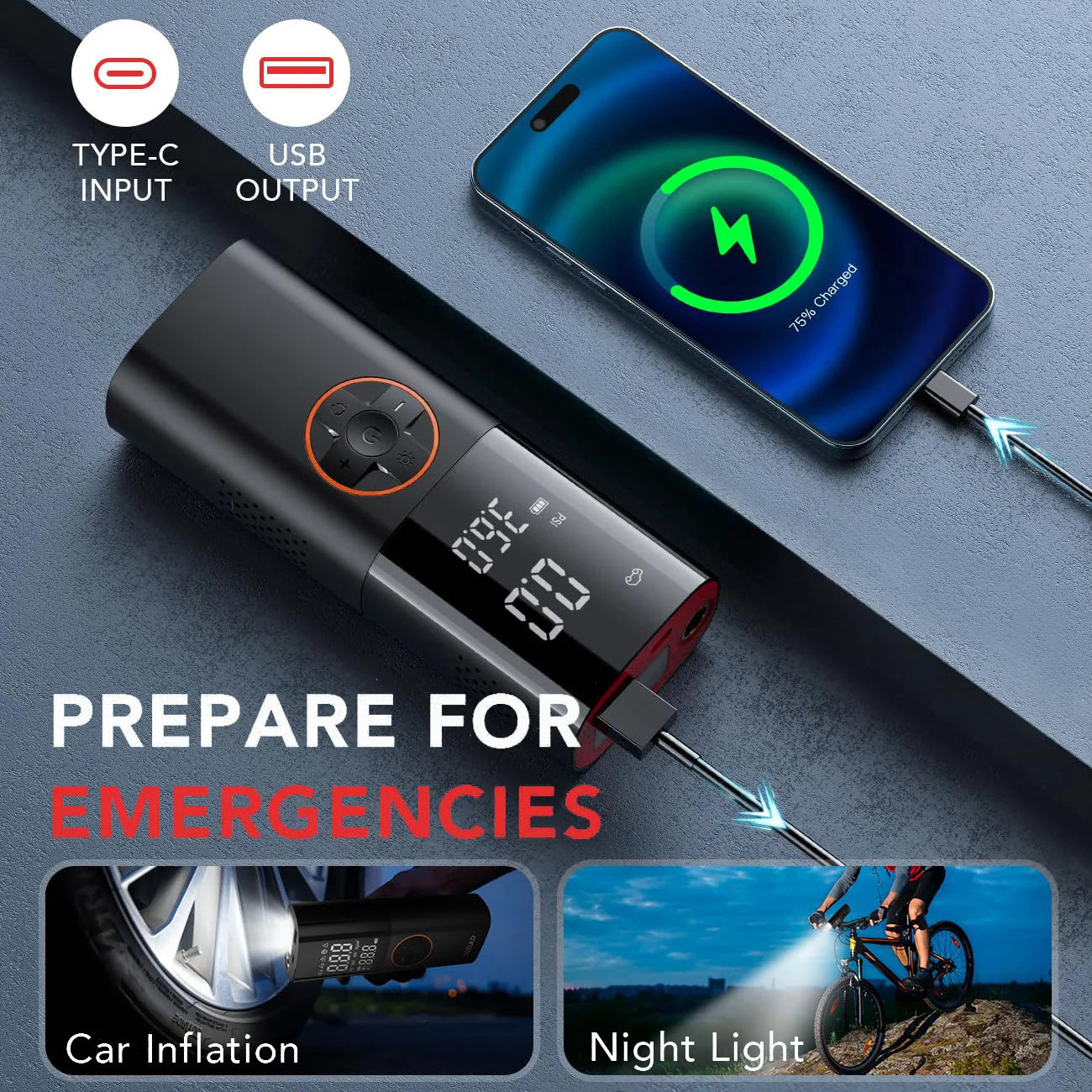DriveAir Pro™ Portable Tire Inflator & Power Bank