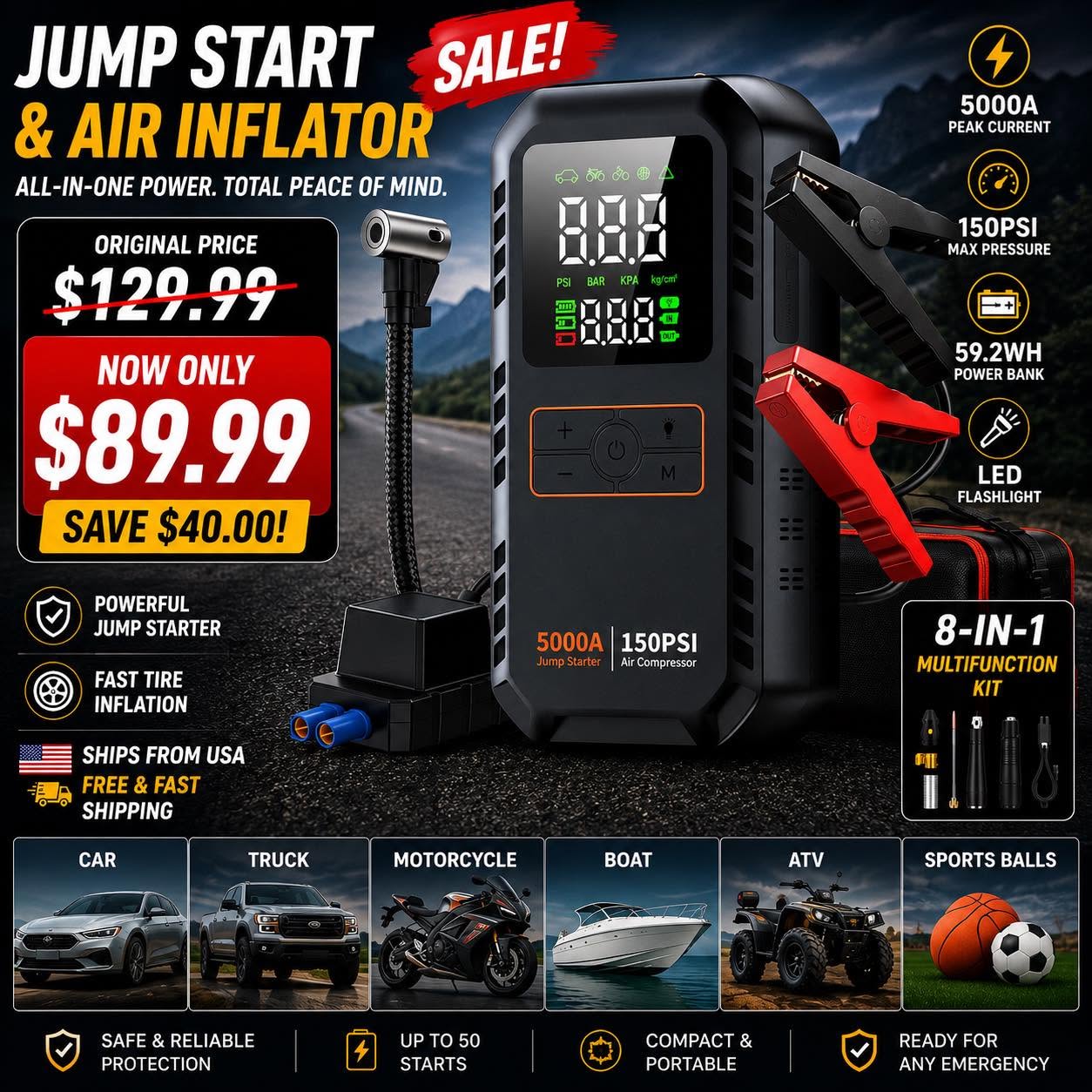 DriveStart Arrancador e Inflador 4 en 1