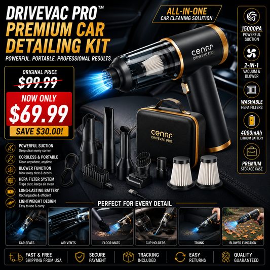 DriveVac Pro™ Kit Premium de Limpieza para Automóvil
